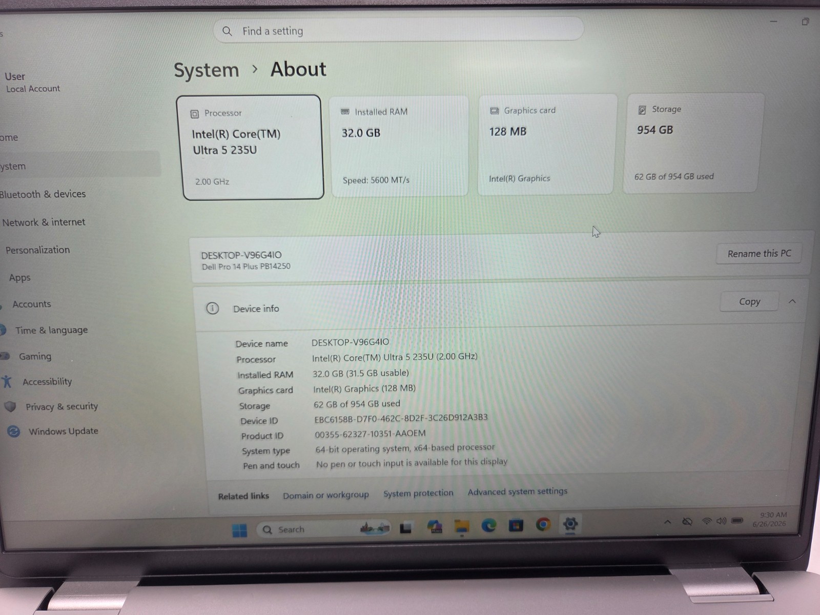 DELL PRO 14 PLUS PB14250 INTEL CORE ULTRA 5235U 2.00GHZ 32GB–1TB SSD