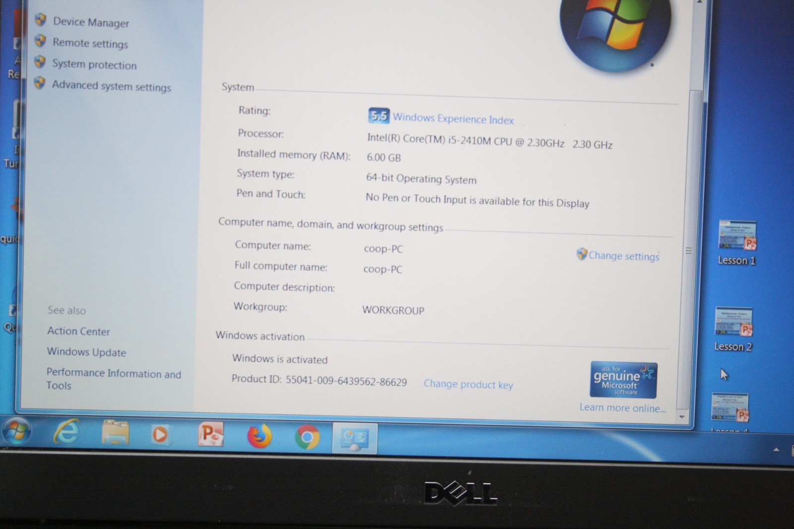 Dell Vostro 3550 Laptop Intel Core i5-2410M @2.30 GHz 6GB 500GB HDD Win 7 Pro