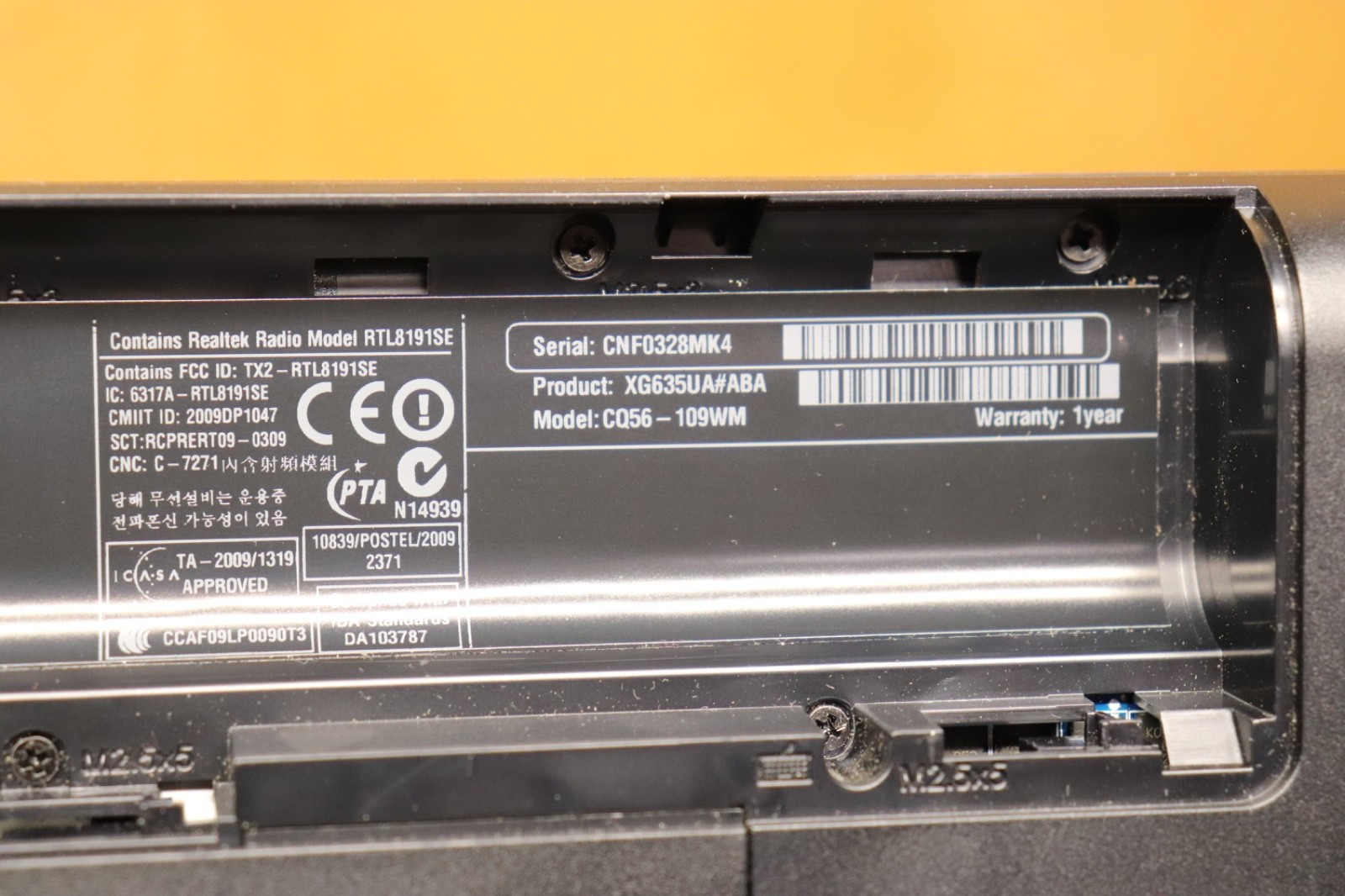 Compaq Presario CQ56-109WM Celeron Windows 7 No Power Cord Untested Estate Find
