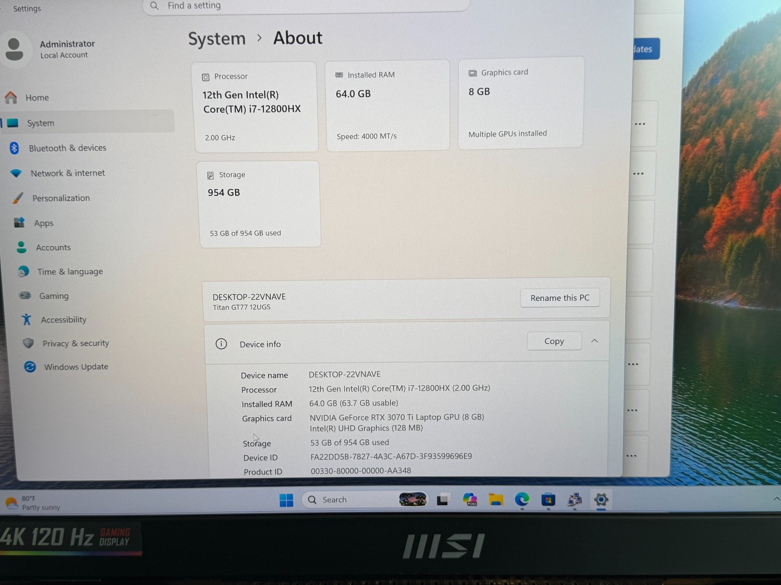 MSI Titan GT77 17.3″ 4K 120Hz Gaming Laptop | i7-12800HX | RTX 3070 Ti | 32GB 1T