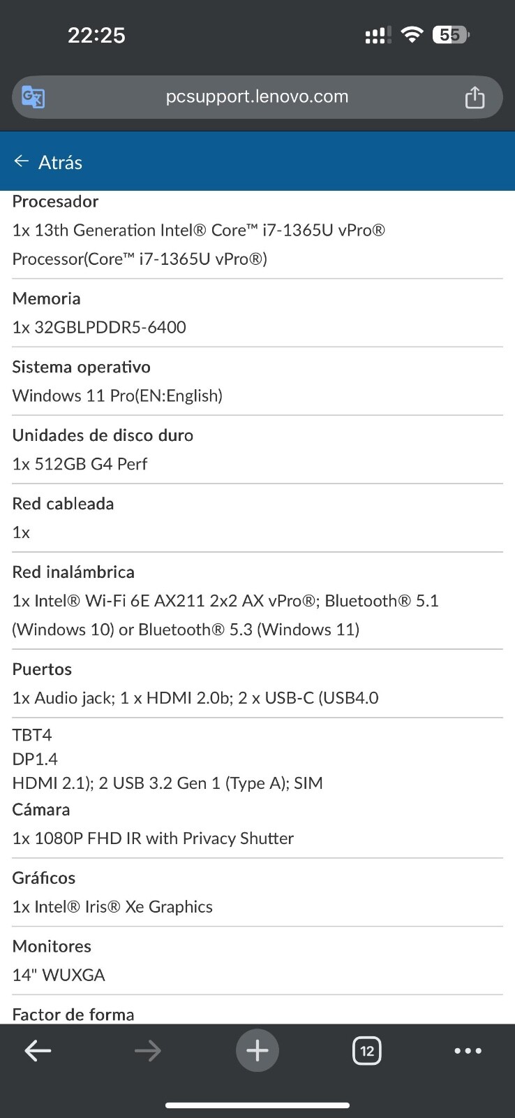 Lenovo ThinkPad X1 Carbon Gen 11 14” (512GB SSD Intel Core i7-1365U 3.9GHz 32GB
