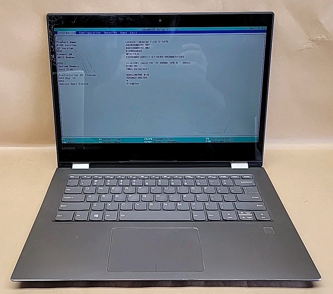 Lenovo IdeaPad Flex 5-1470 Intel Core i5-8250U @ 1.6GHz 8GB RAM NO SSD/OS *READ*