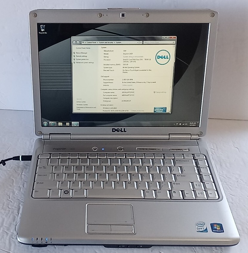 DELL INSPIRON 1420 14″ INTEL CORE 2 DUO CPU 2.40 GHz 4GB 320GB Win 7 PRO