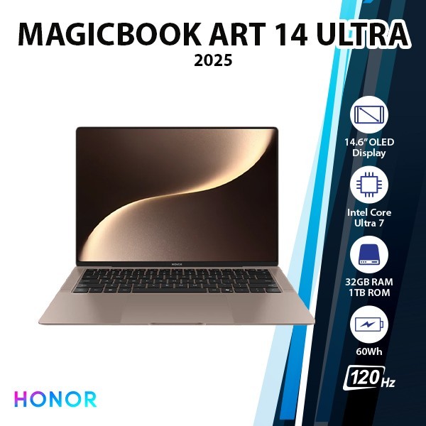 Honor MagicBook Art 14 2025 Windows PC Laptop (BROWN/Ultra 7/32GB RAM/1TB SSD)