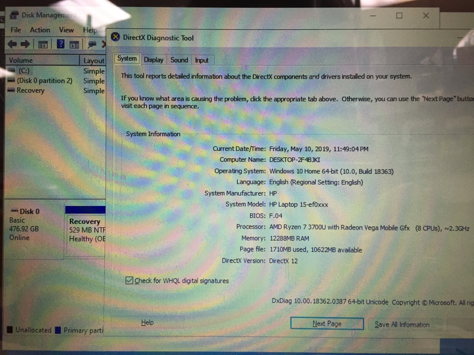 HP 15-ef0875ms 15.6″ Touch Laptop/AMD Ryzen 7-3700U/12GB/512GB SSD/W10, Grade C