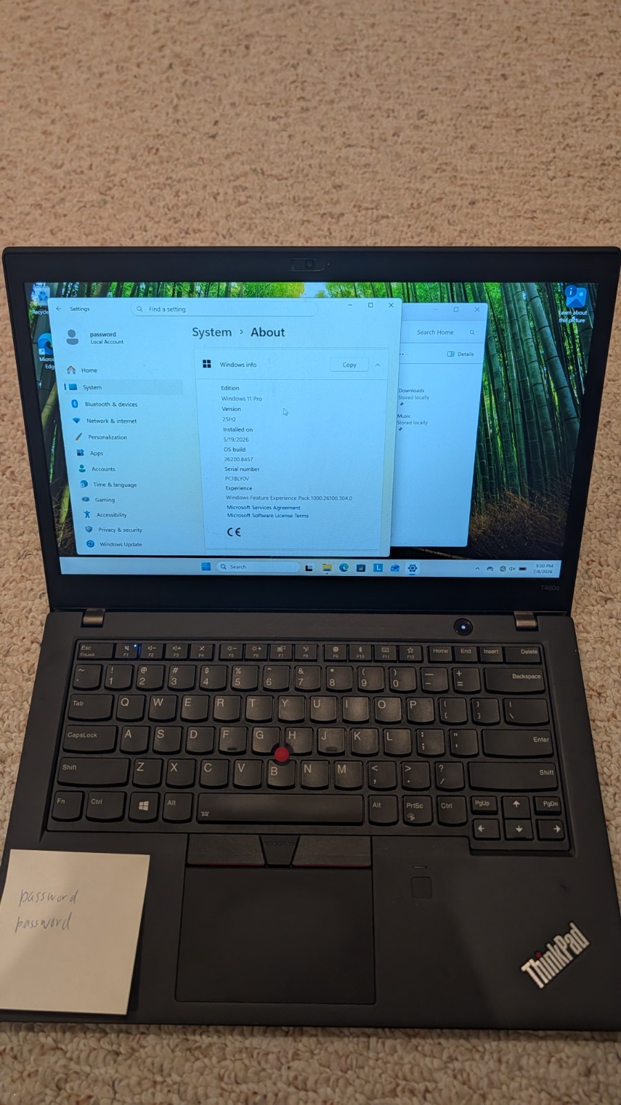 Lenovo ThinkPad T480s 14″ FHD Touch i7-8550U 16GB RAM 512gb NVME W11 pro laptop
