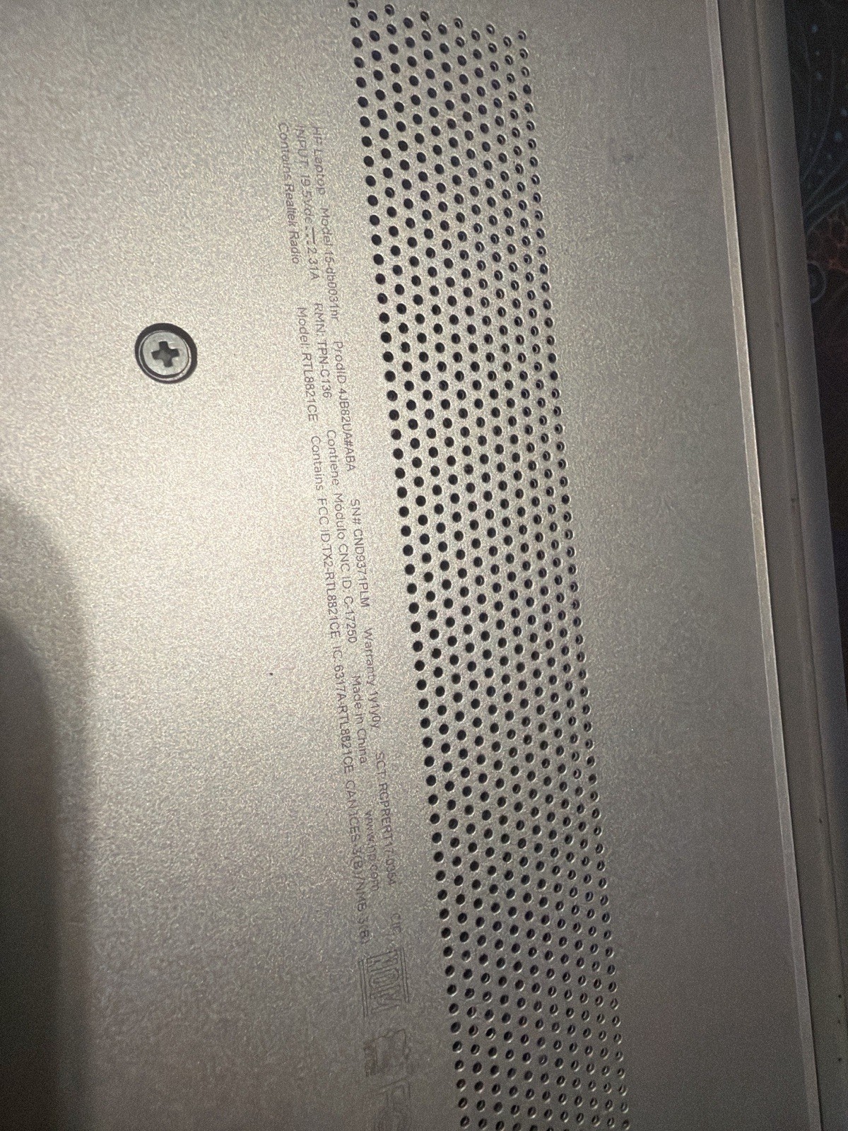 Model 15-db0031nr HP Laptop