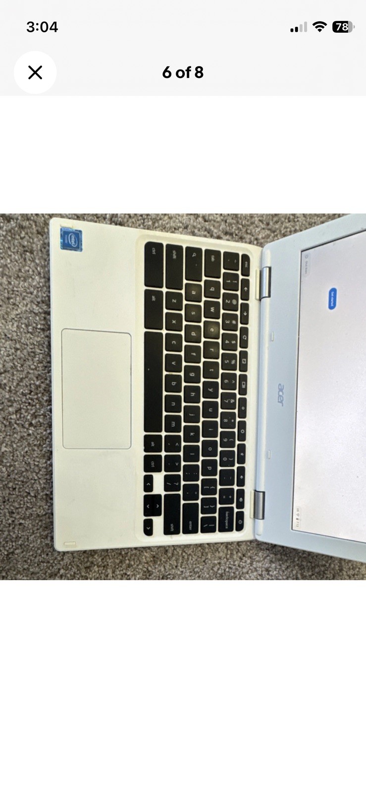 Acer Chromebook CB3-131-C3SZ 11.6″ Intel Celeron White Chrome OS w/ Charger