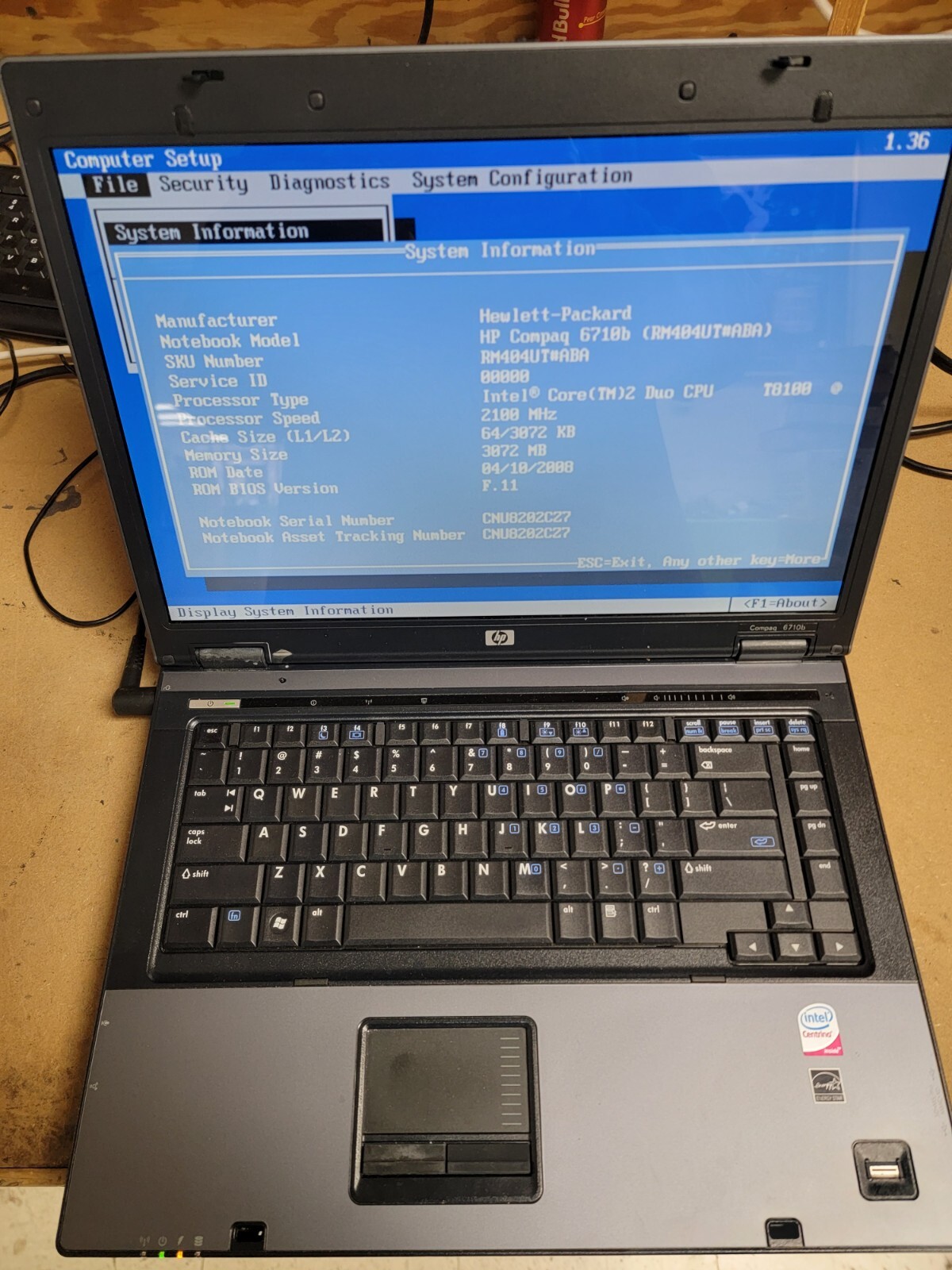 HP Compaq 6710b – 15.4″ Laptop – Sold for parts