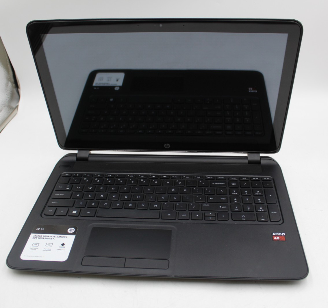 HP 15 Notebook 15.6in 750 GB HD 8 GB RAM AMD A8-6410 30 day warranty No OS