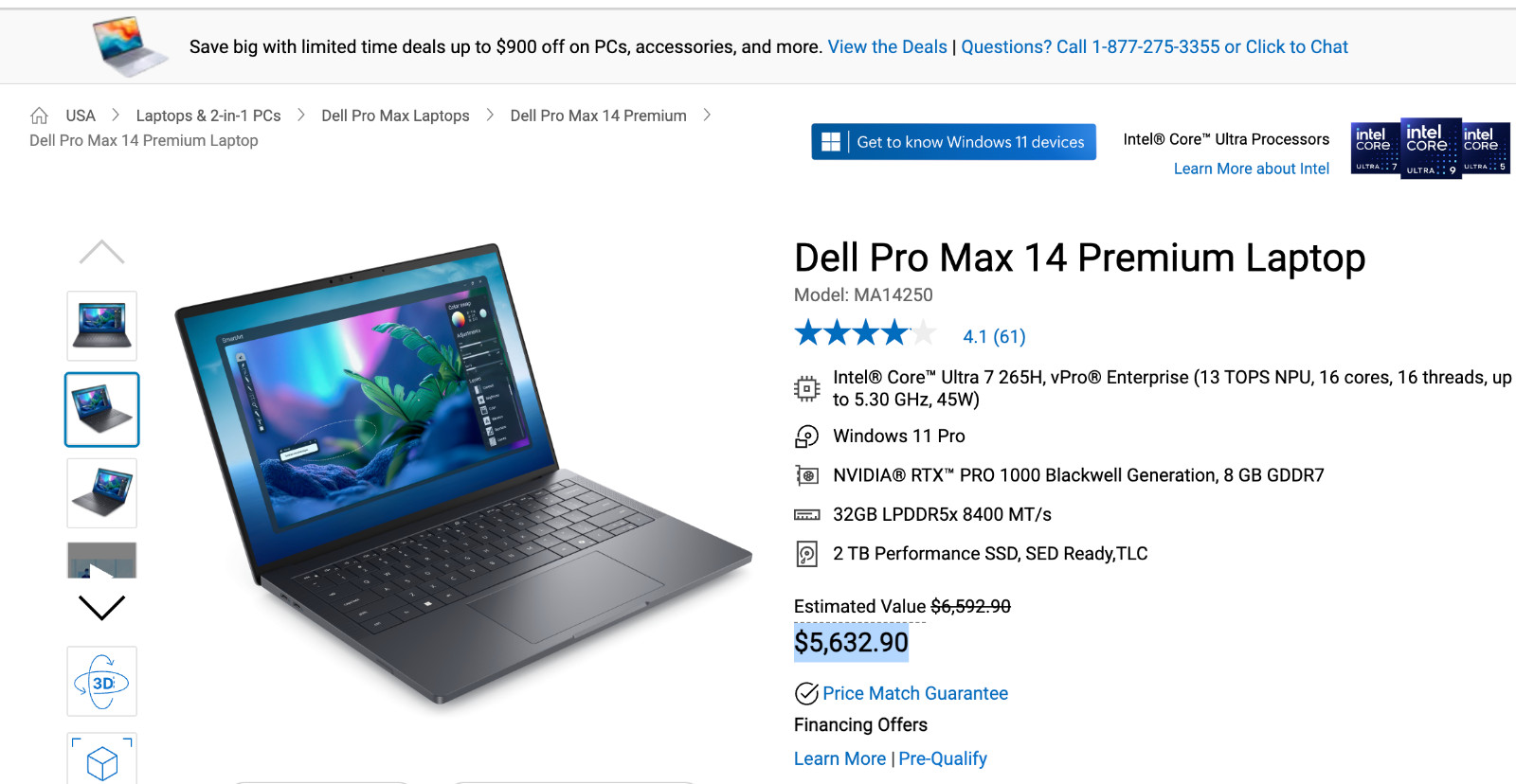 2026 *OPEN BOX* Dell Pro Max 14 $5.6K MSRP, OLED TOUCH, RTX, WARRANTY 2030! 2TB!