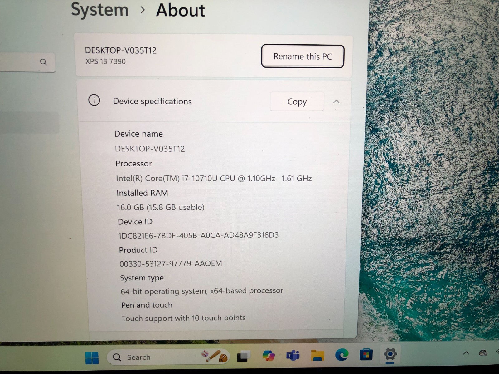 Dell XPS 13 7390 i7-10710U, 16GB,512SSD 4K TOUCH Screen , Grade A