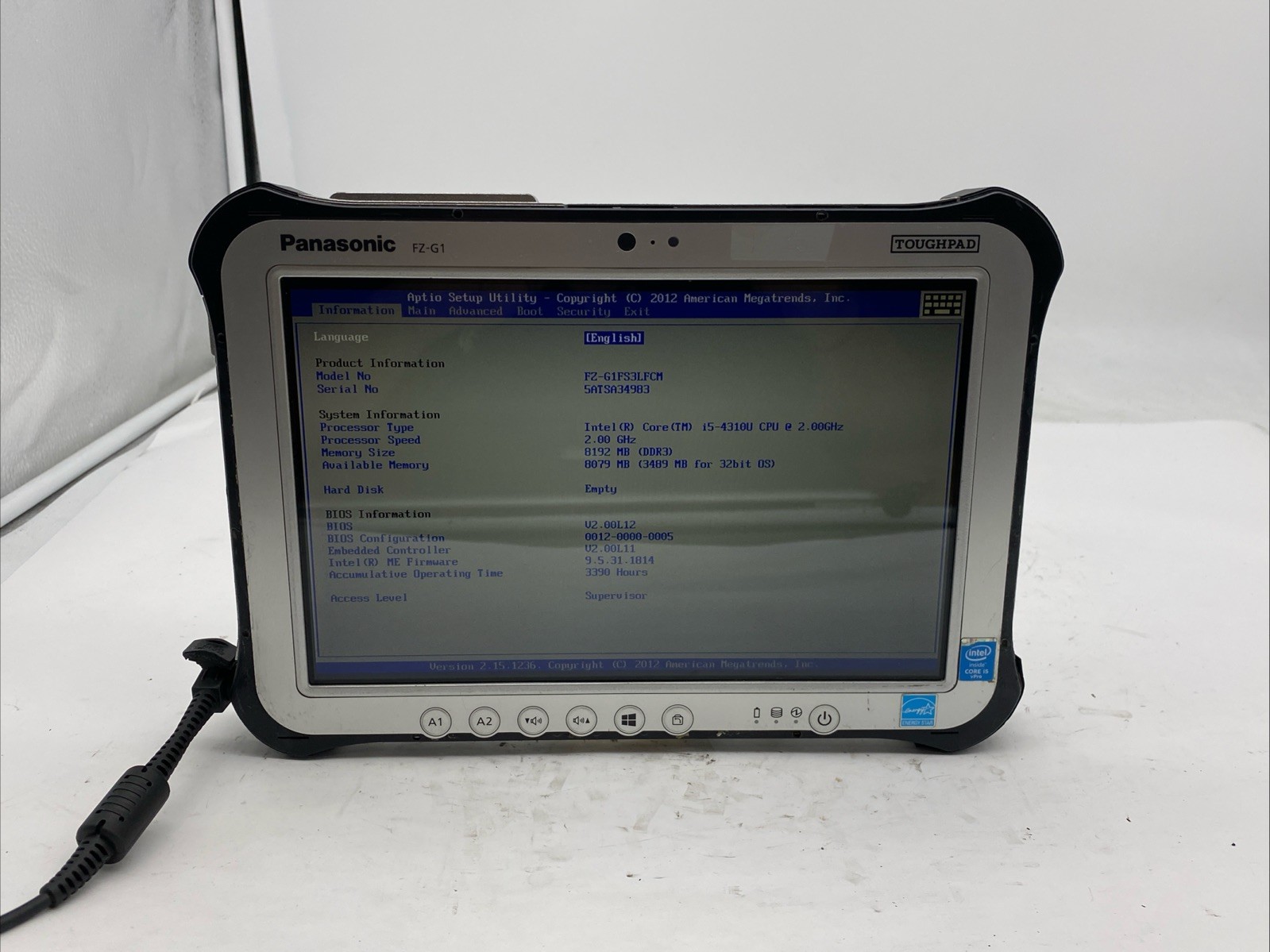 Panasonic Toughpad FZ-G1 Tablet Intel Core i5-4310U 8GB RAM NO SSD Touchscreen