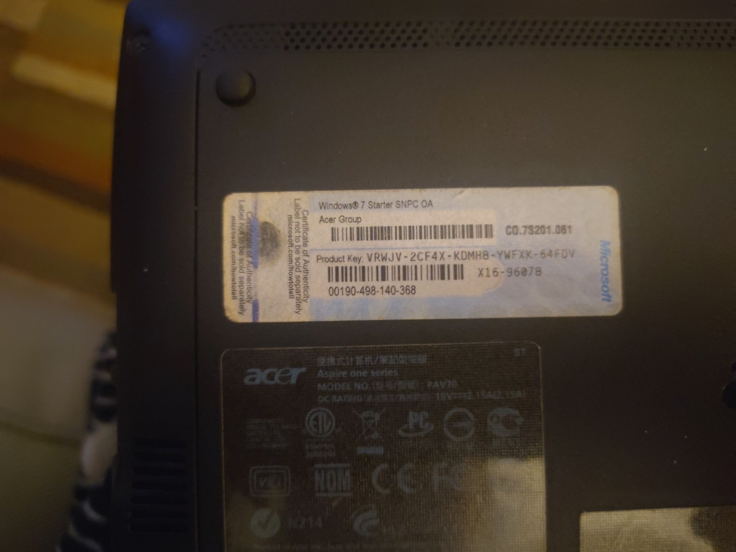 Acer Aspire One D255-2256 Intel Atom N450 1.66GHz 1GB RAM LCD Untested For Parts