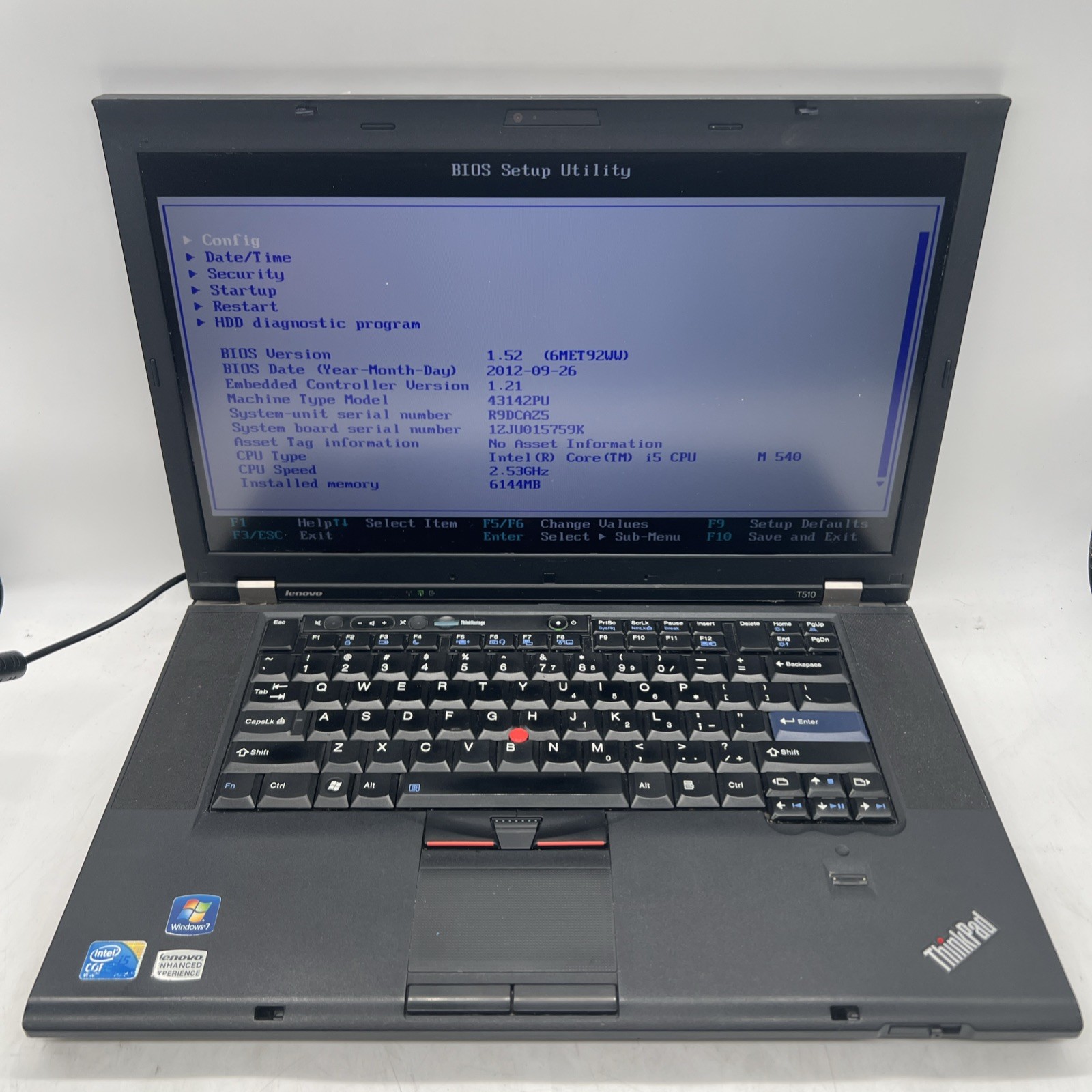 Lenovo ThinkPad T510 Core I5 M540 2.53GHz 6GB RAM NVS 3100M No Drive No OS