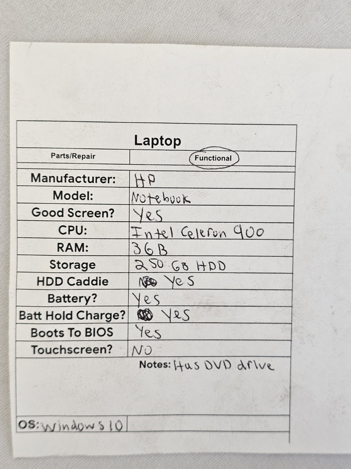 HP G60 Laptop – Intel Celeron 900 – 3GB RAM – 250GB HDD – Windows 10