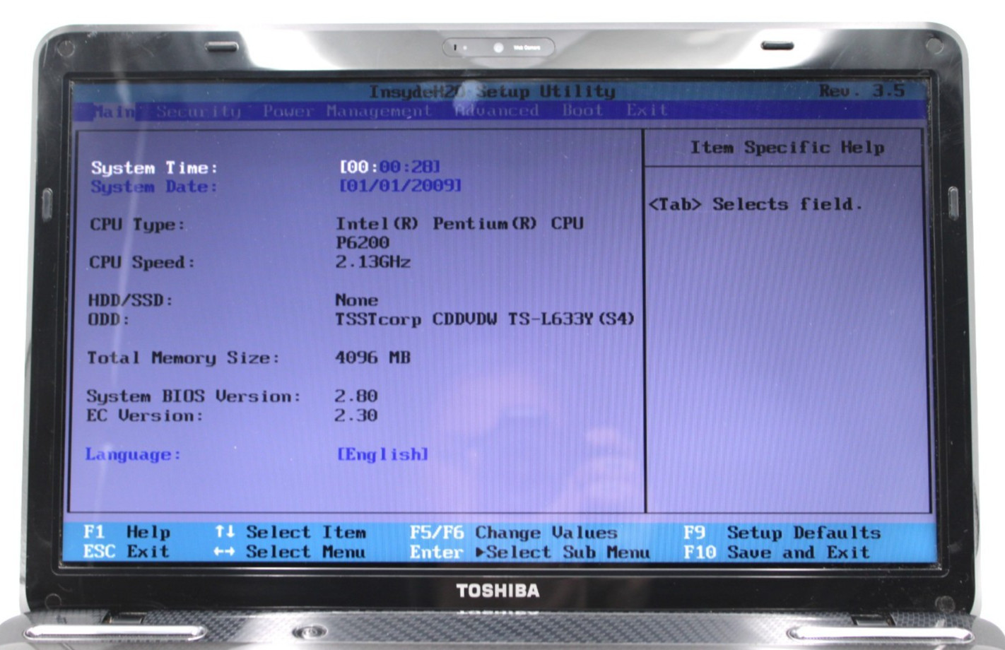 Toshiba Satellite L655 Pentium-P6200@2.1GHz 4GB DDR3 NO STORAGE/OS *USED/TESTED*