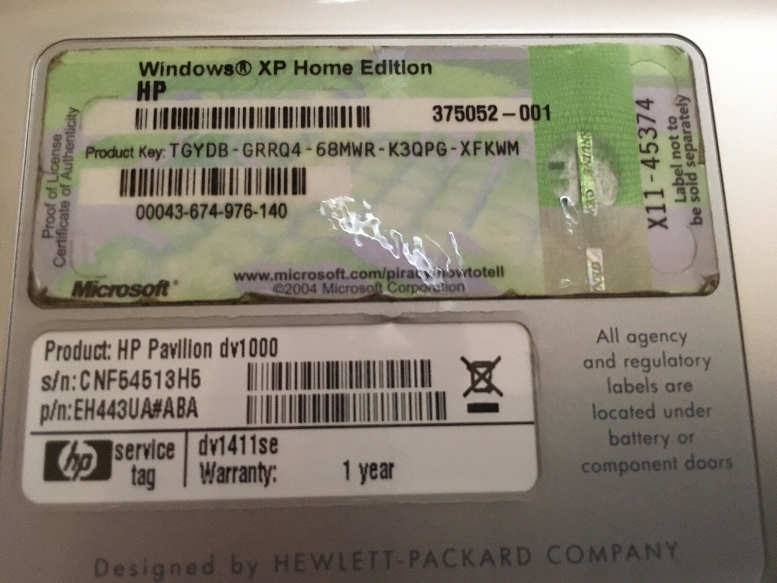 HP Pavilion dv1000 parts only