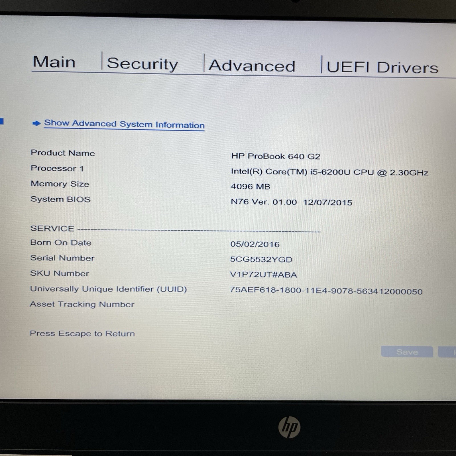 HP ProBook 640 G2 14″ i5-6200U 2.30 GHz 4 GB RAM No SSD/OS/AC