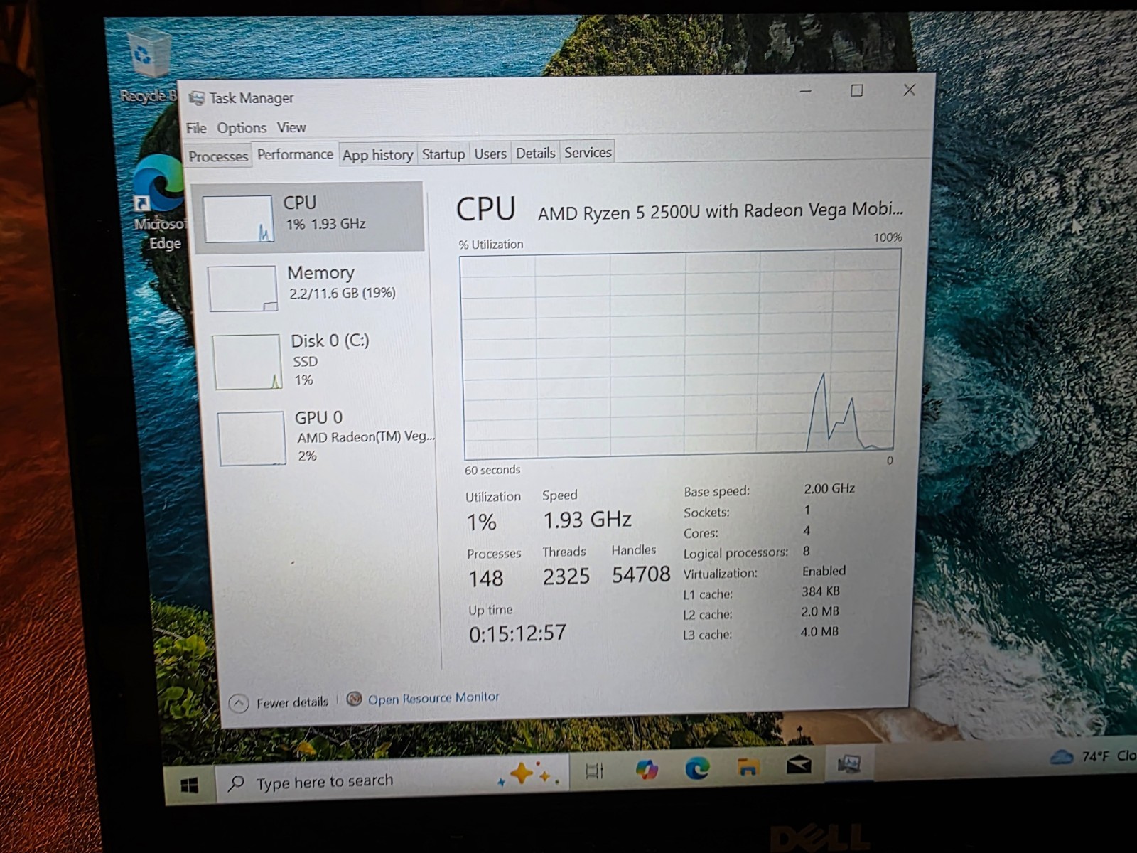 Dell Inspiron 13 7375 2-in-1 FHD Touch RYZEN 5 2500U 256GB SSD 12GB RAM WIN 10