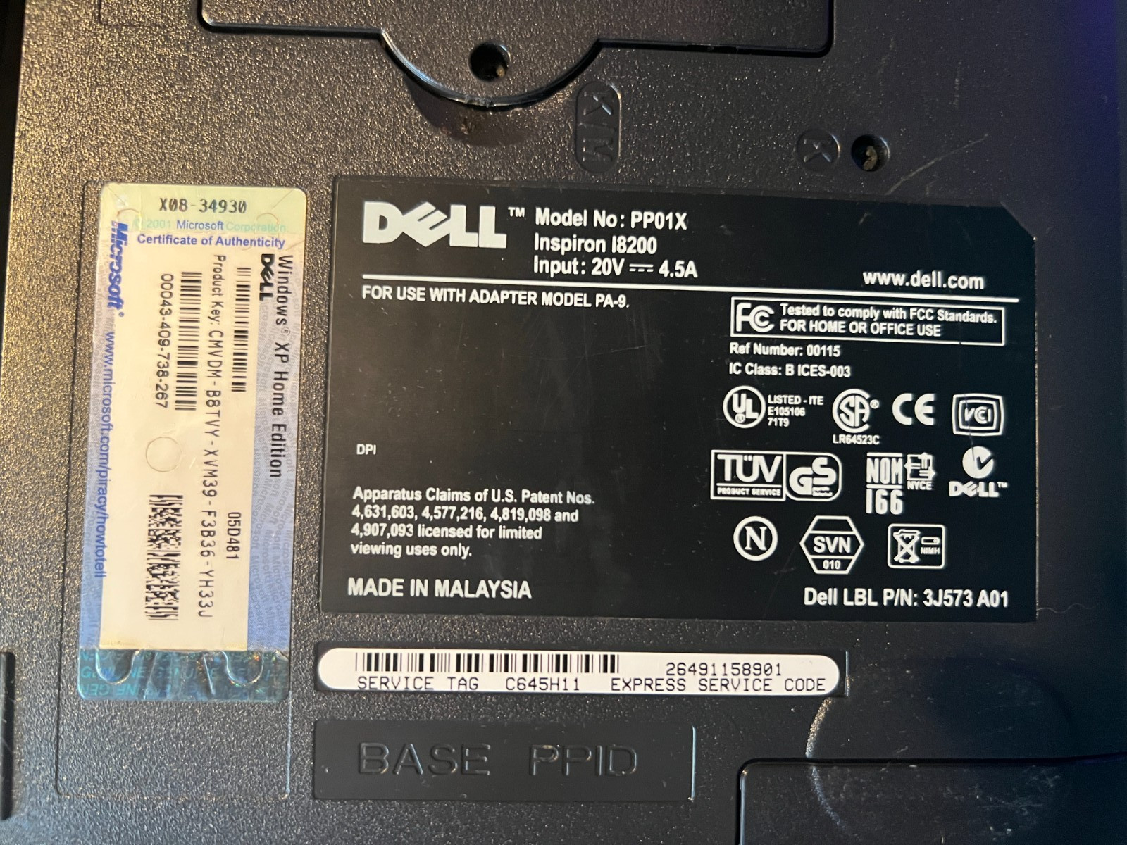 *PAIR* Dell Inspiron 8200 Pentium 4M GeforceGo4 Mostly Complete Good Battery