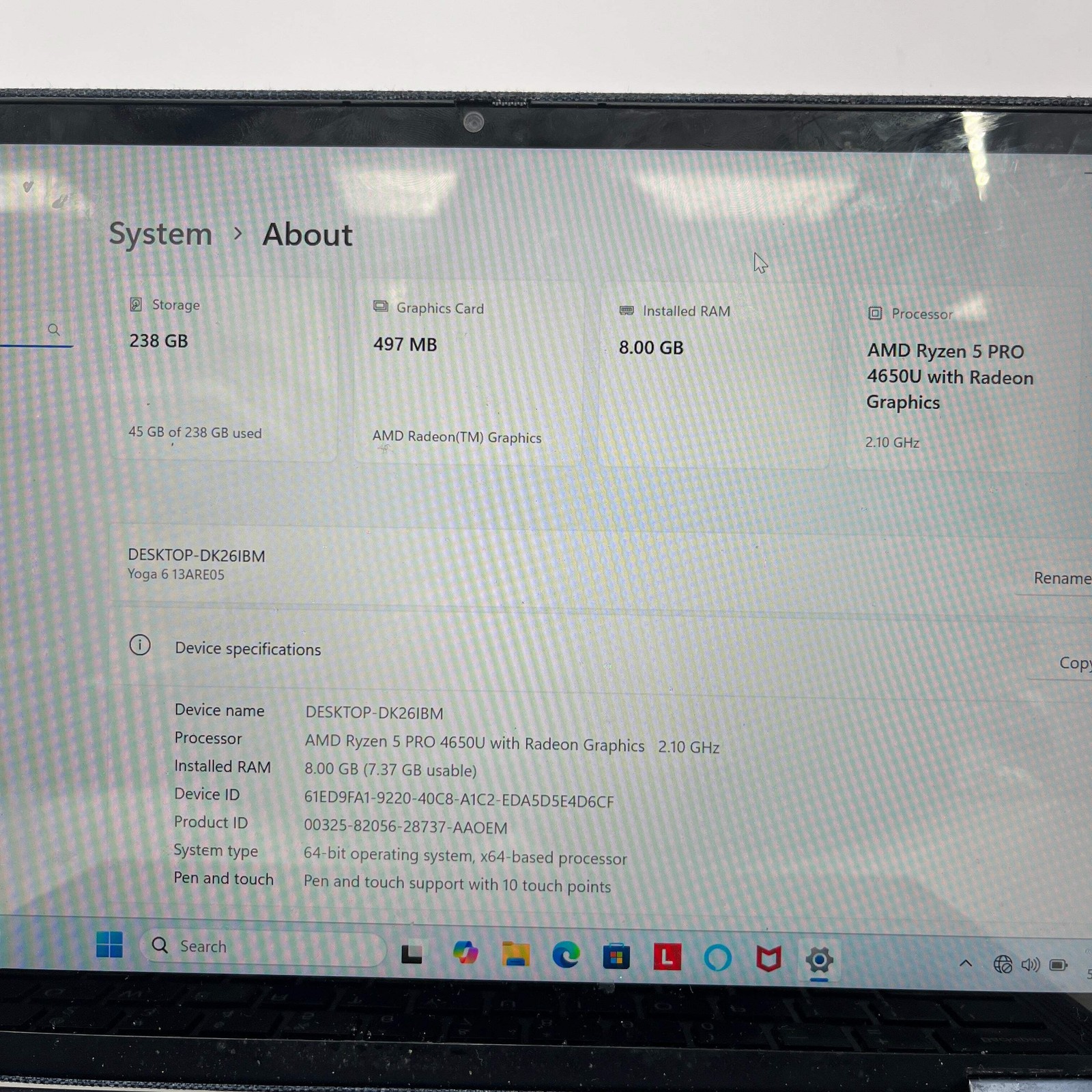 Lenovo Yoga 6 2-in-1 13ARE05 13.3″ Ryzen 5 Pro 4650U 2.1GHz 8GB RAM 256GB SSD