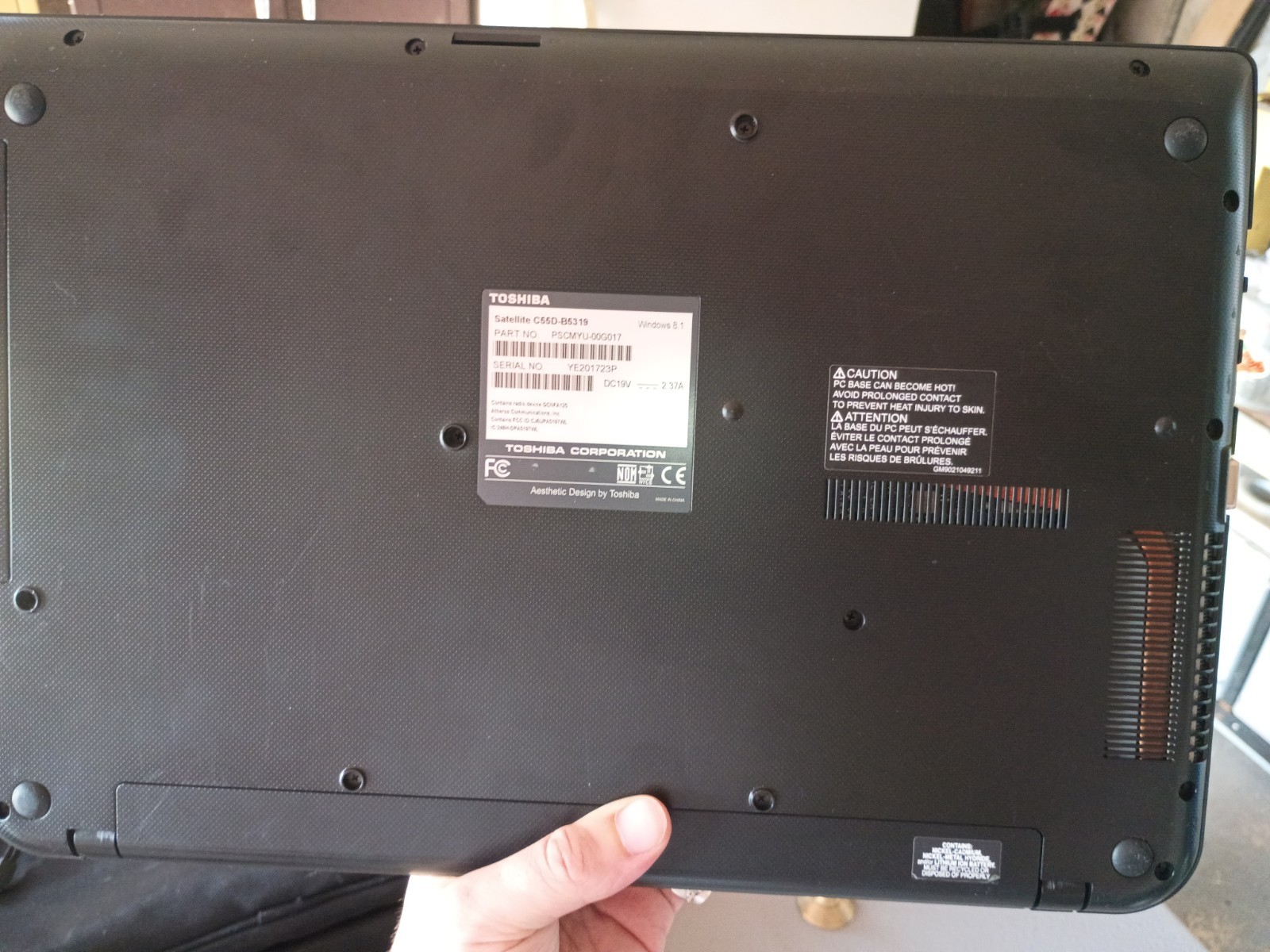 Toshiba Satellite C55-B5319 Laptop Intel Celeron N2840 @ 2.16 GHz 4GB 500GB HDD