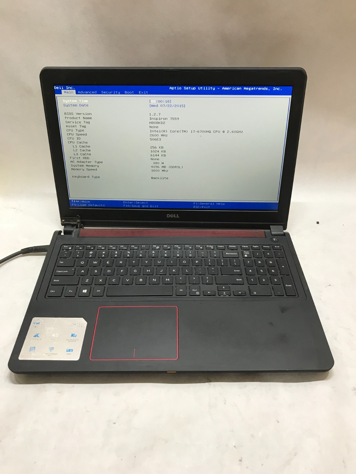 Dell Inspiron 15-7559 15″ Intel Core i7 NO RAM NO HDD/OS For Parts READ DESC -DW