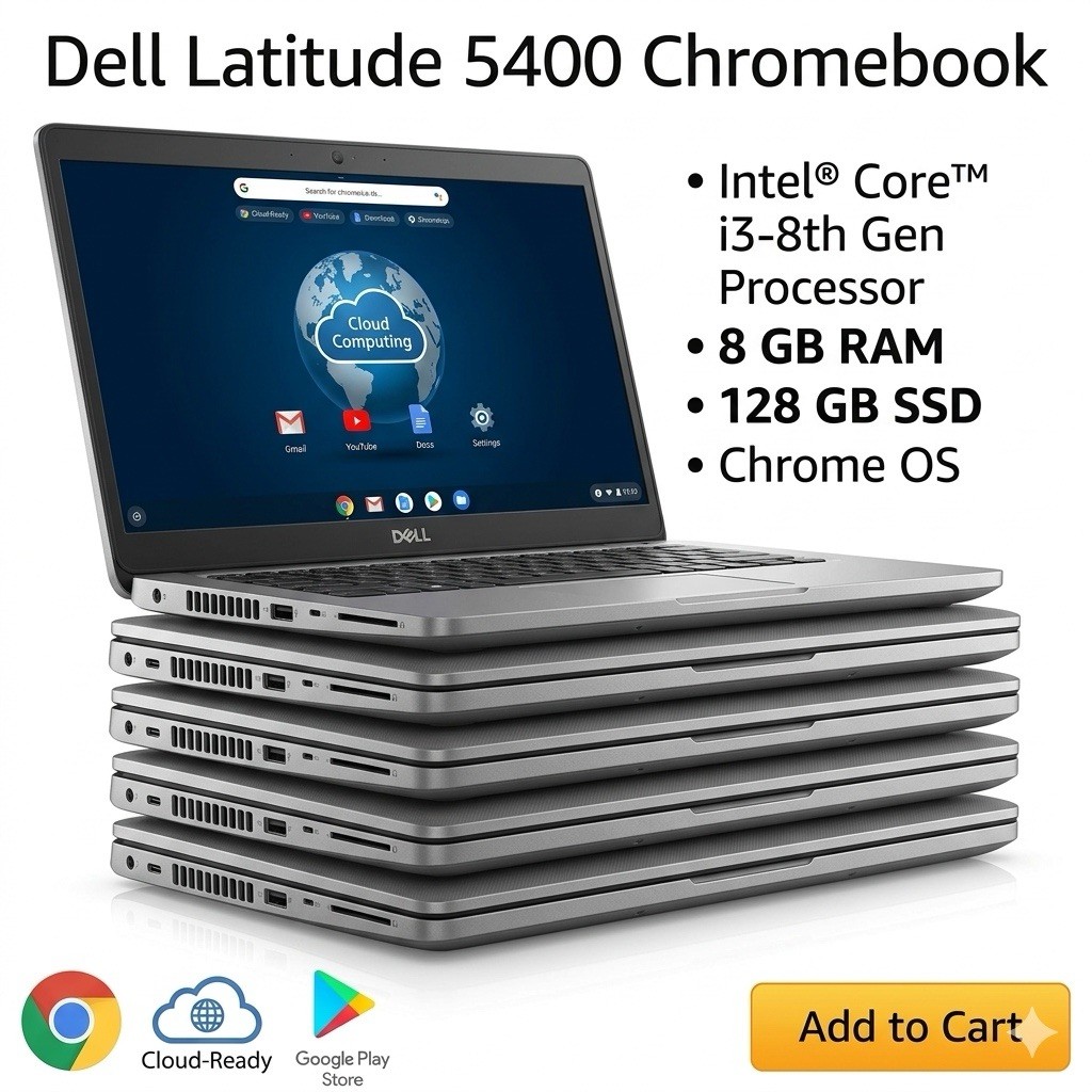 5 X Dell Latitude 5400 Chromebook Laptop – Intel Core i3-8th Gen | 8GB | 128GB