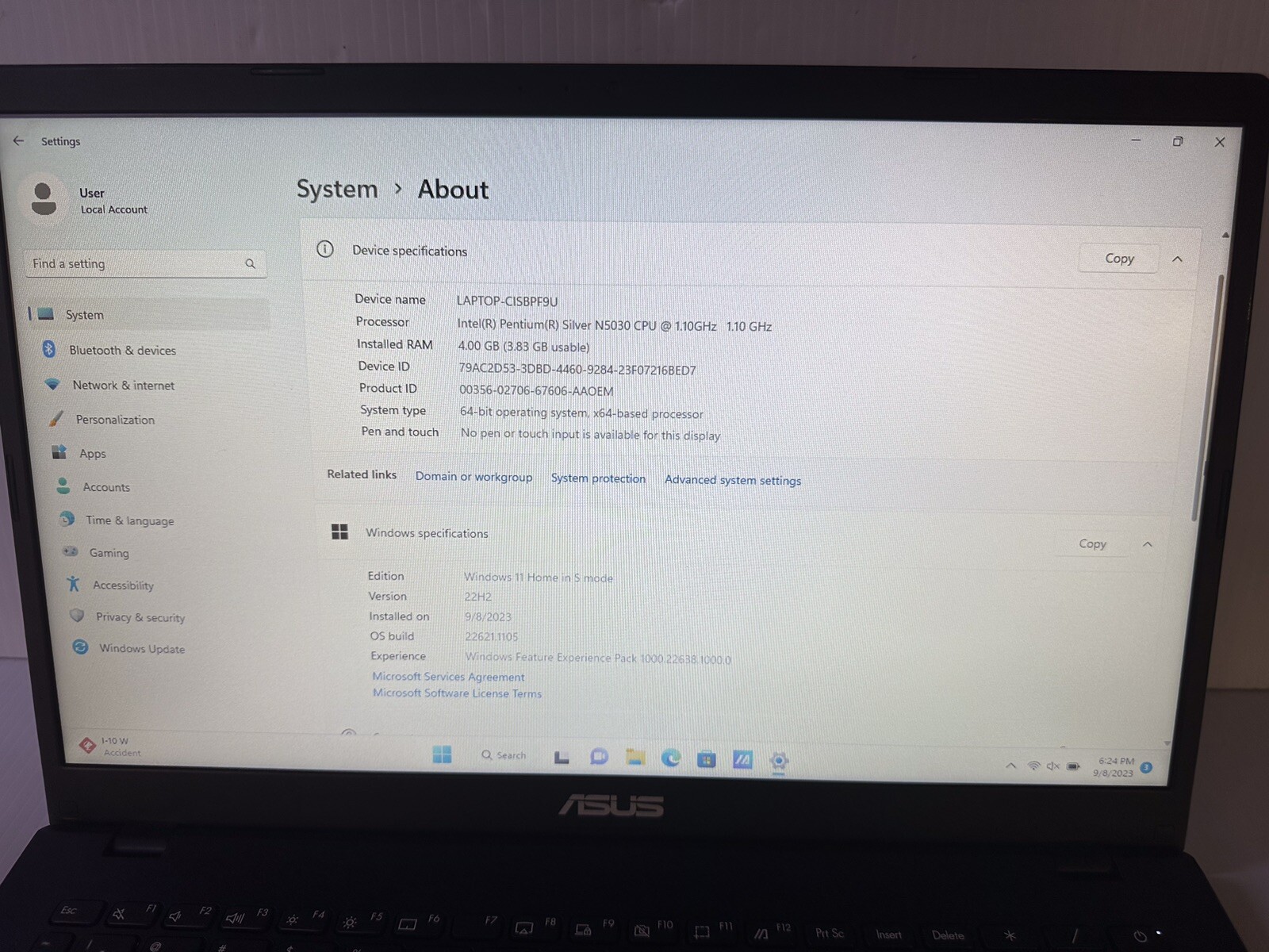 ASUS E510 Laptop, 15.6-inch FHD, Pentium N5030 ,4GB, 128GB eMMC