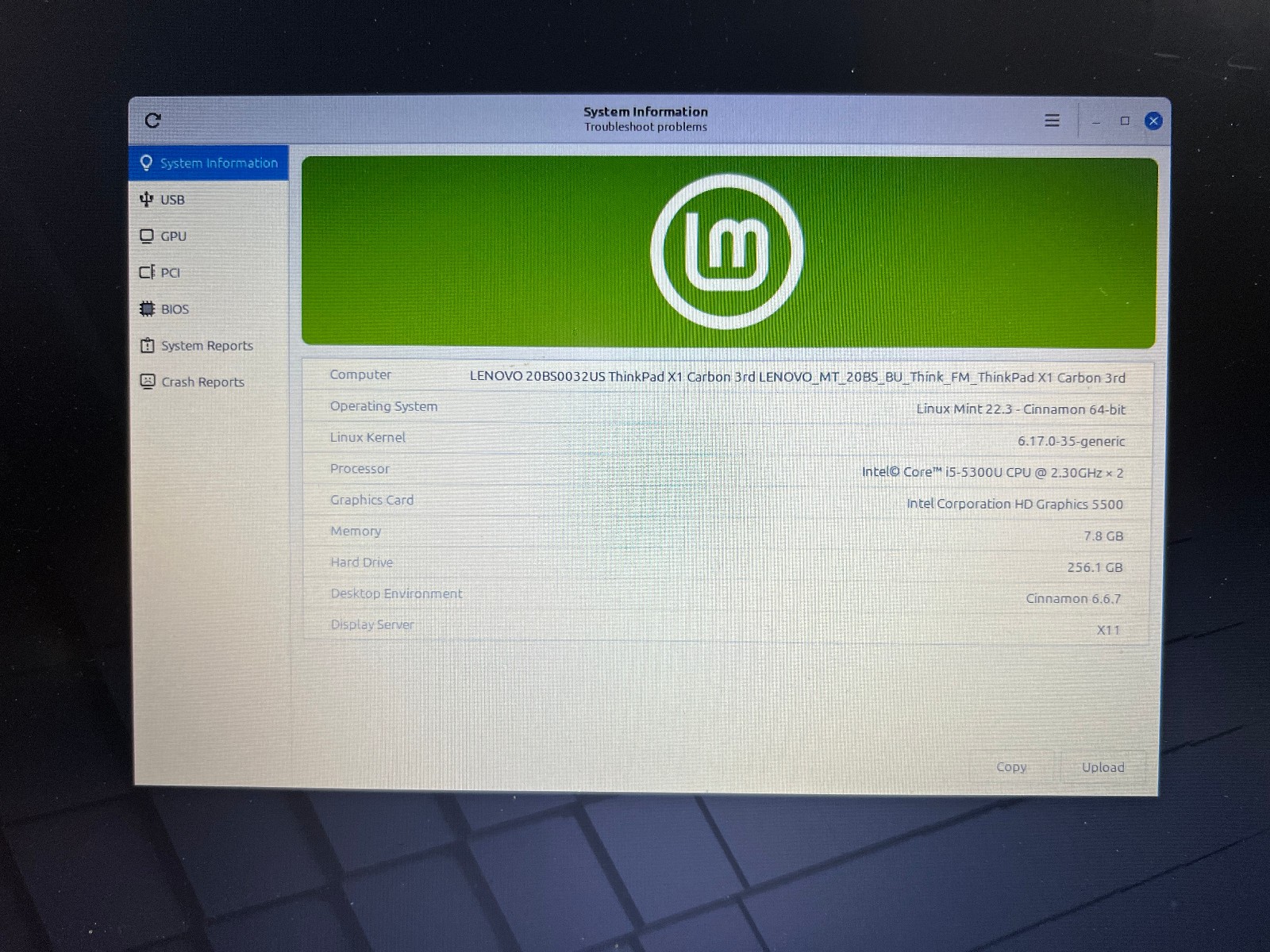 Lenovo ThinkPad X1 Carbon 3rd Gen 14″ i5-5300U 8GB RAM 256GB SSD w/ Linux Mint