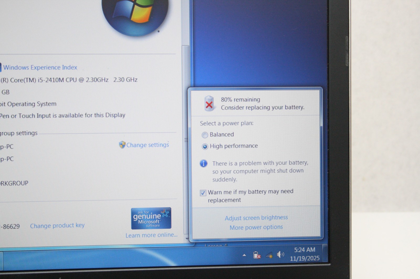Dell Vostro 3550 Laptop Intel Core i5-2410M @2.30 GHz 6GB 500GB HDD Win 7 Pro
