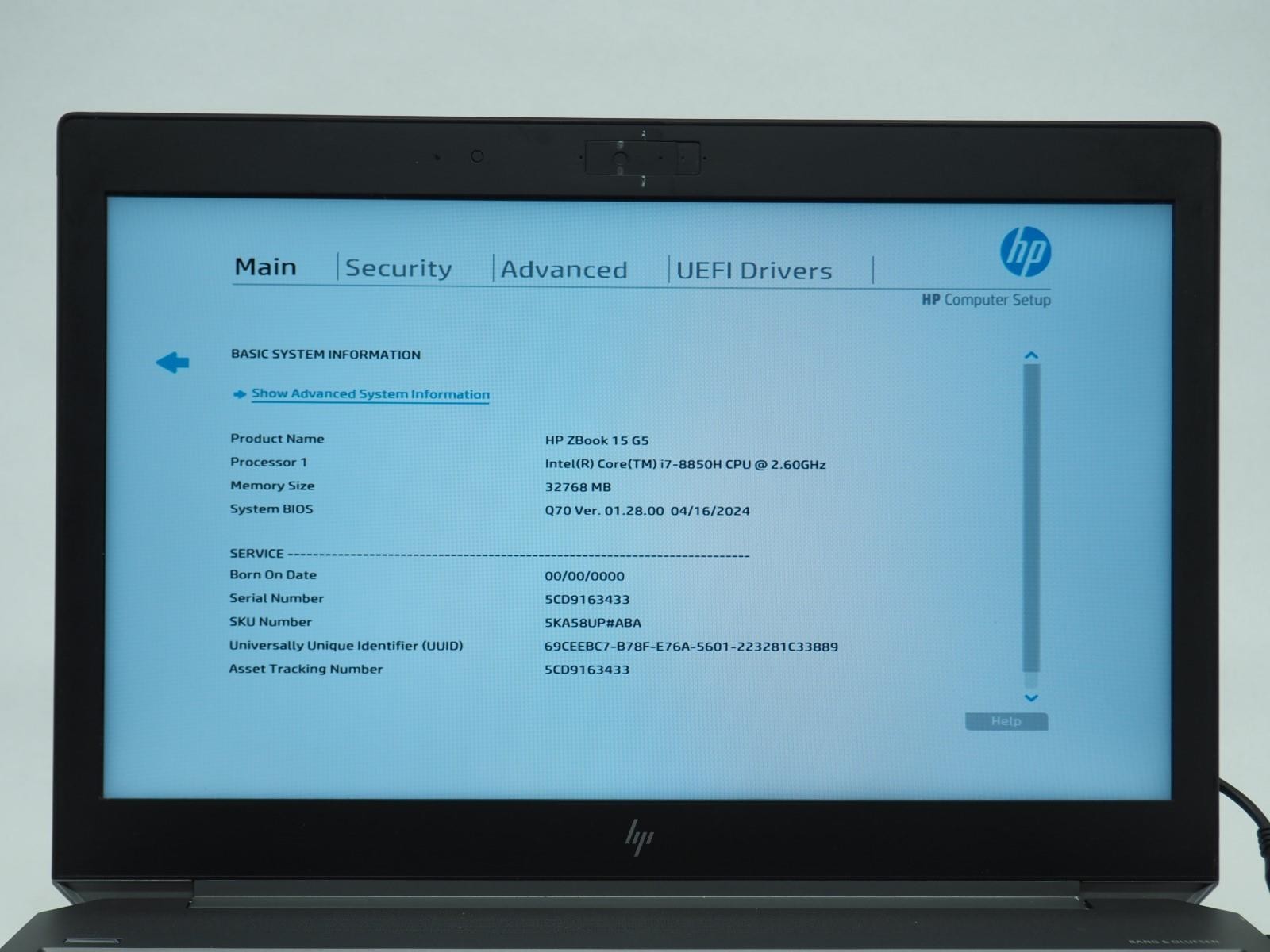 HP ZBOOK 15 G5 15.5″ Intel Core i7-8850H 2.60GHz 32GB RAM 512GB NVMe Grade B