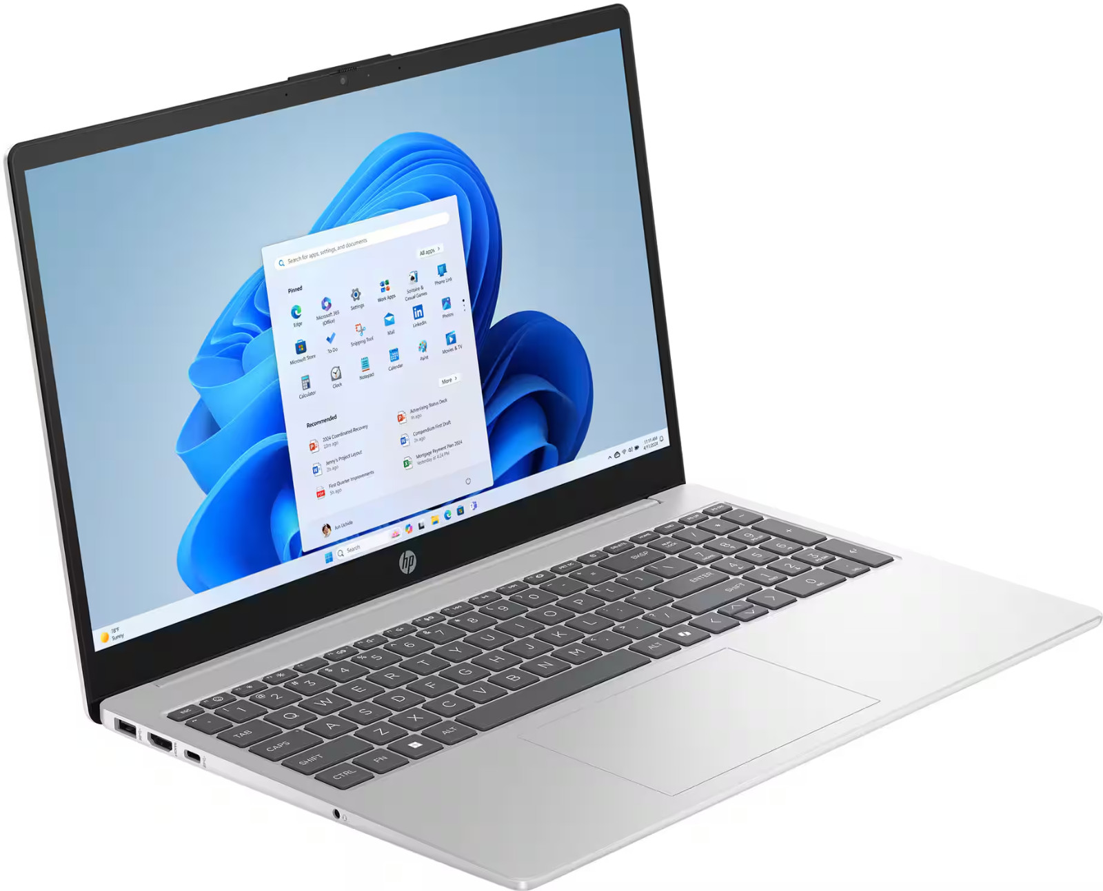 HP 15.6 Laptop 8-Core AMD Ryzen 7, 12GB RAM & 256GB SSD, Win 11 Pro w/ MS Office