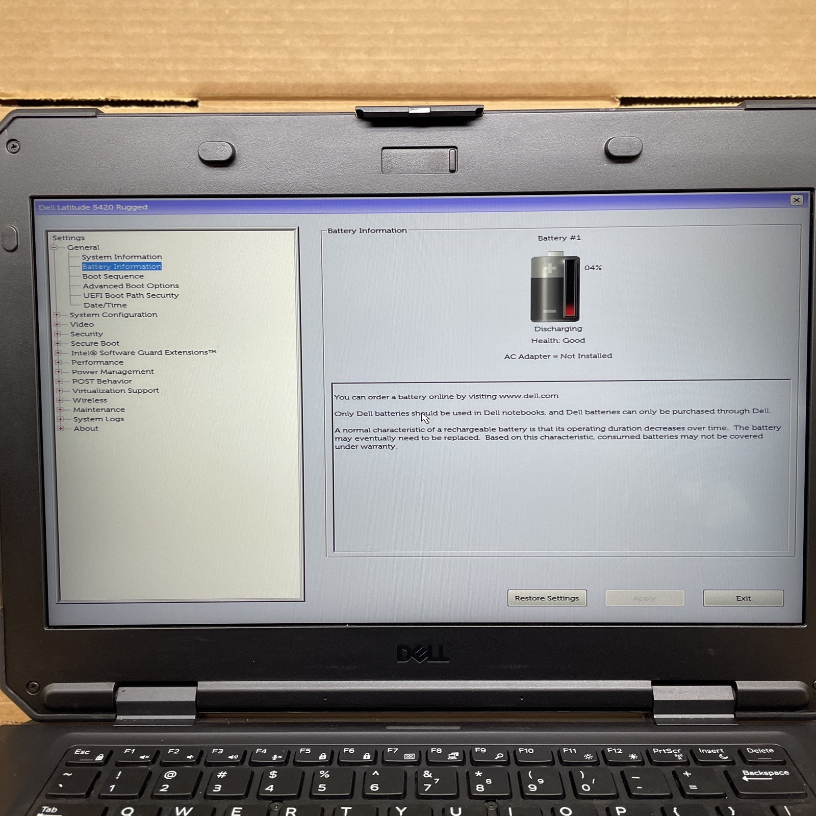 Dell Latitude 5420 Rugged, Intel Core i3-7130U @ 2.70GHz 8GB RAM NO SSD NO OS