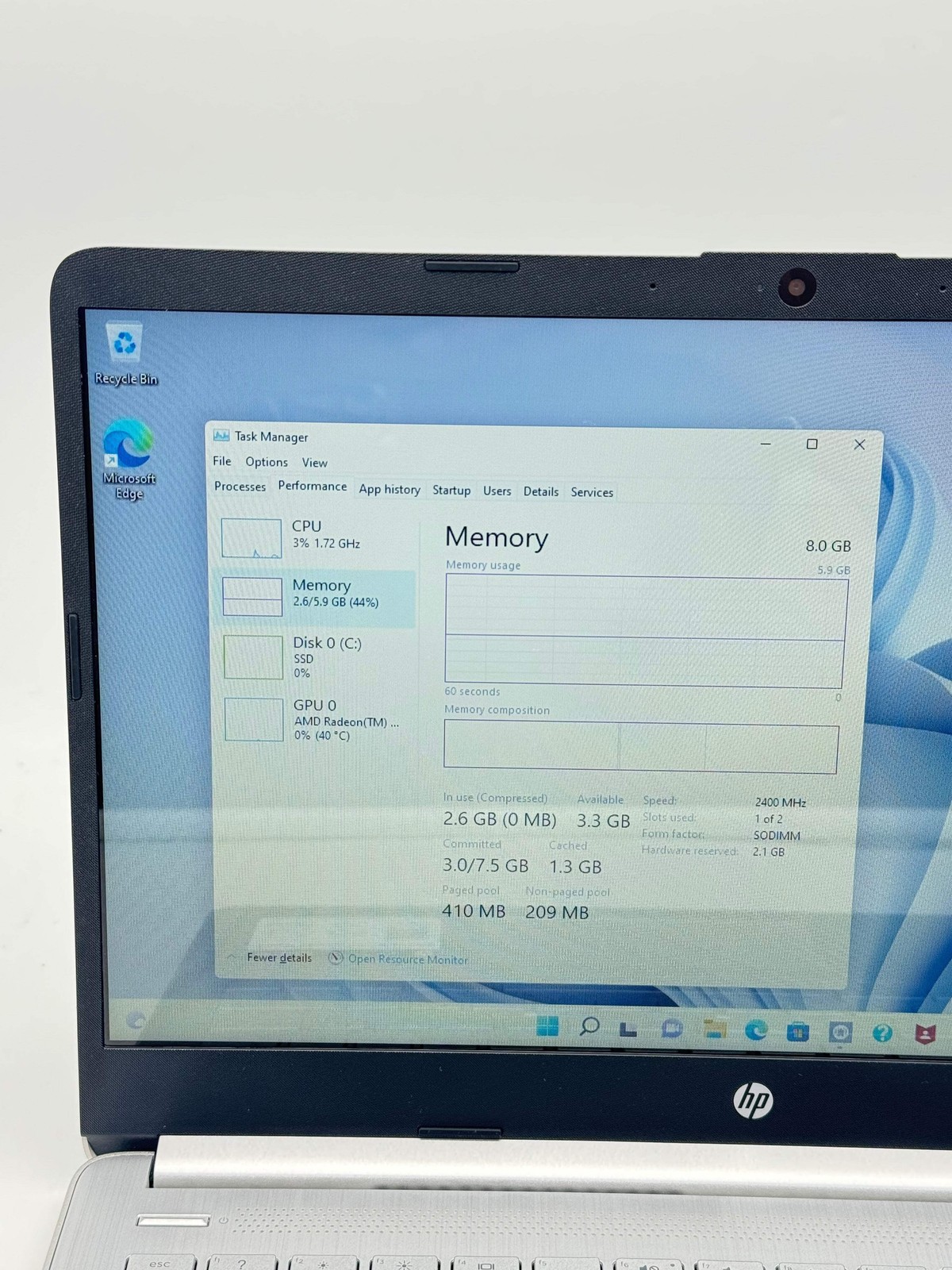 HP 14-FQ0033DX AMD Ryzen 3 3250U 8GB 128GB SSD Silver – Won’t Charge For Parts