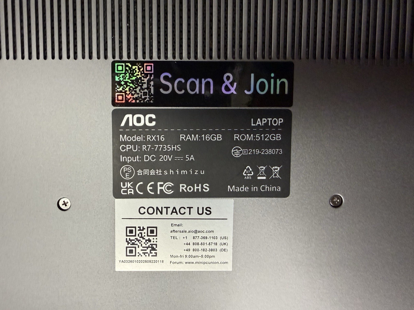 AOC Gaming Laptop with AMD Ryzen 7 7735HS ), 16GB RAM / NEW