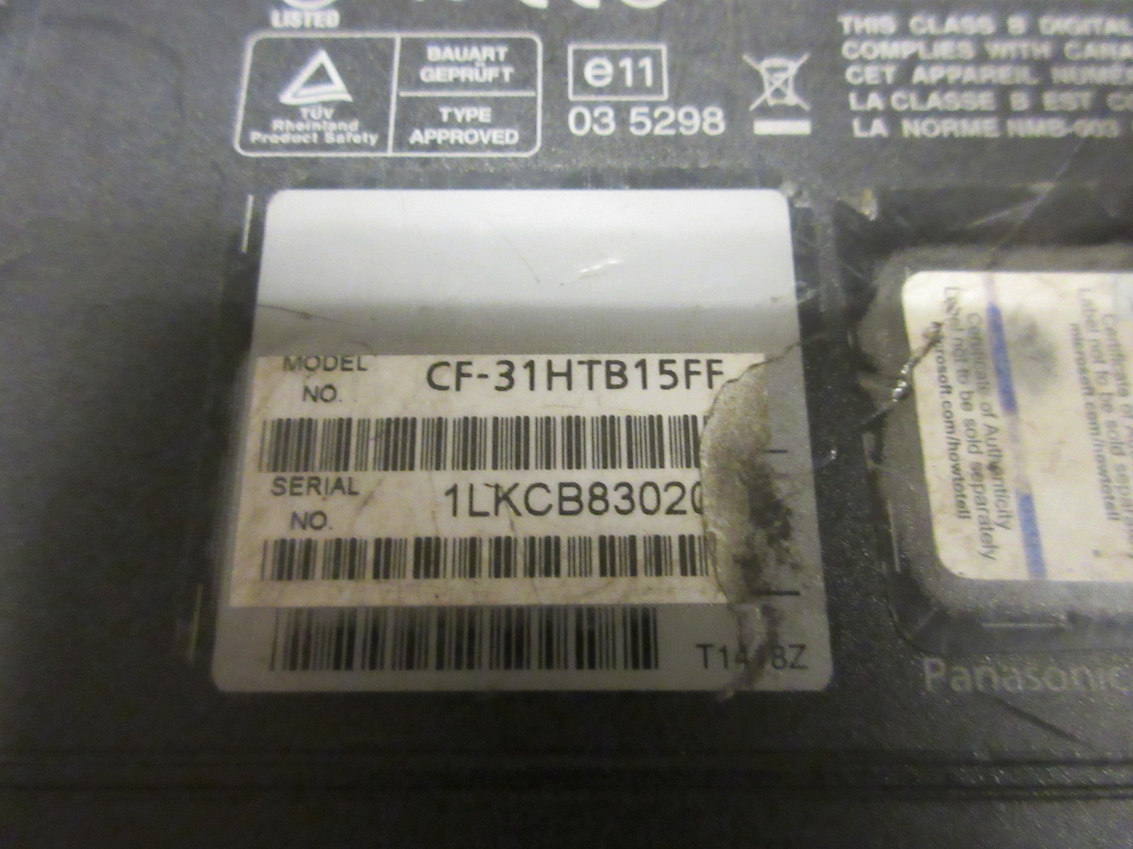 PANASONIC CF-31 CF-31HTB15FF MK1 Rugged Toughbook I5 2.4 4GB DDR3 TOUCHSCREEN W7