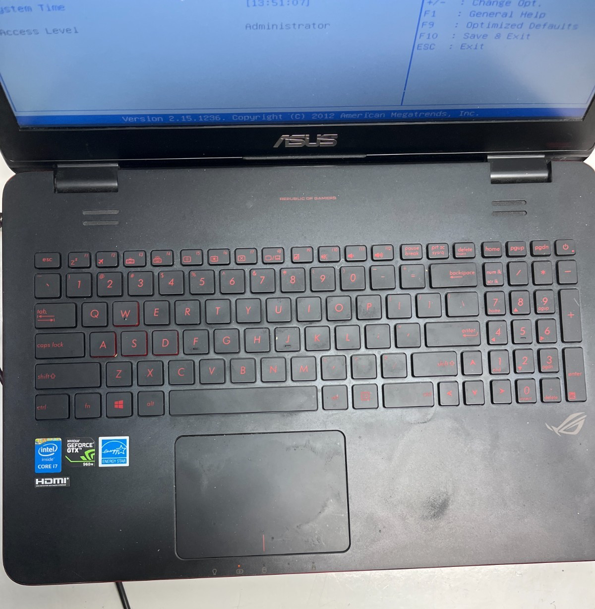 Asus GL551J Intel Core i7-4720HQ 2.60Ghz 16GB NO HDD