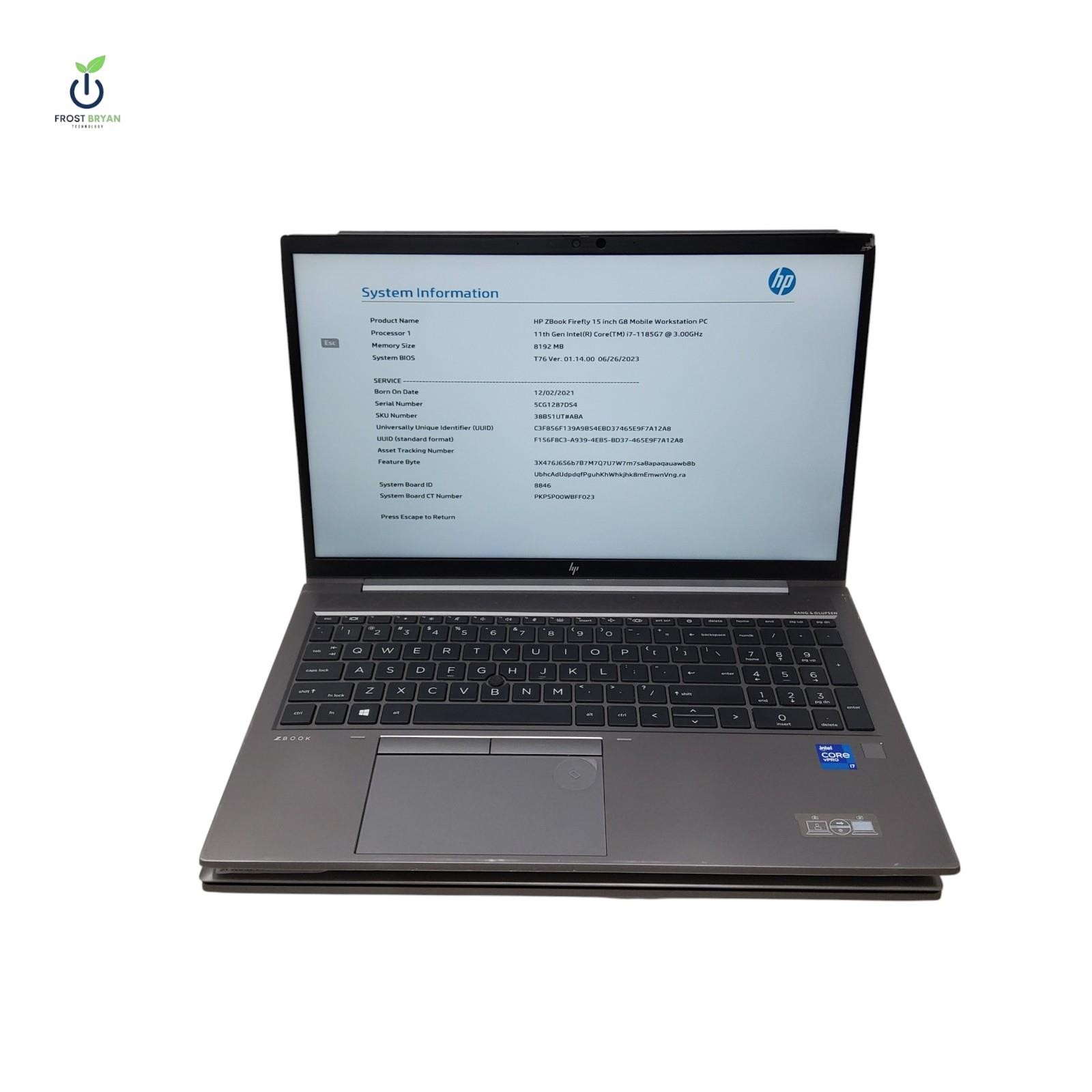 Lot of 2 ZBOOK FIREFLY 15 G8 i7-1185G7@3.00GHZ 8GB 256GB No OS Grade C/D [READ]