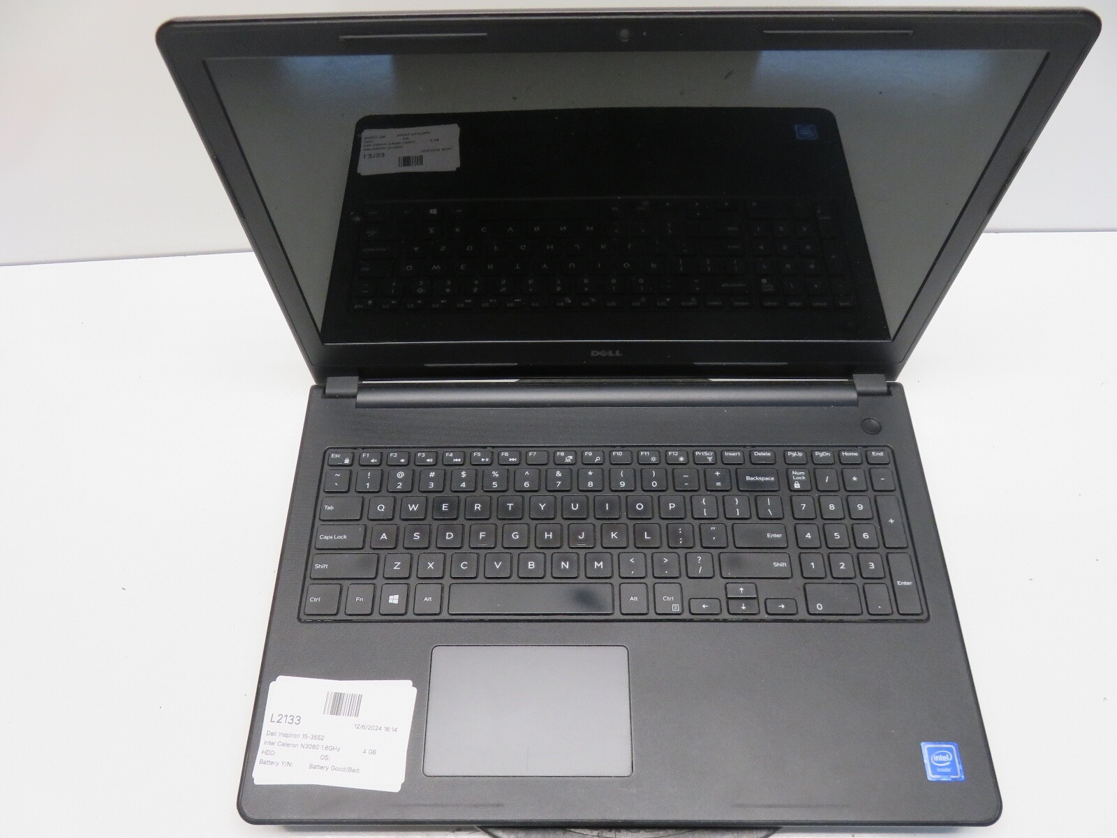 Dell Inspiron 15-3552 Intel Celeron N3060 1.6GHz 4 GB NO HDD No Batt