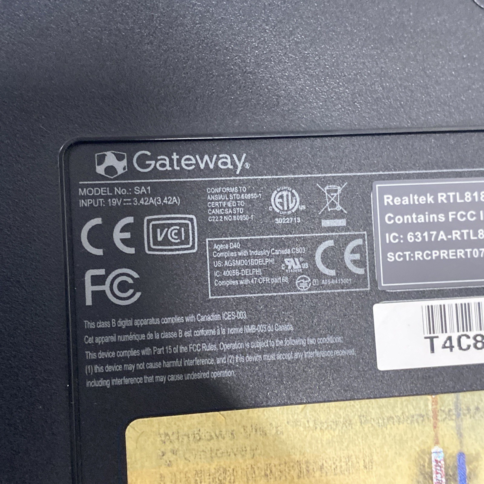Gateway M Series SA1 AMDWindows Vista Laptop *read*
