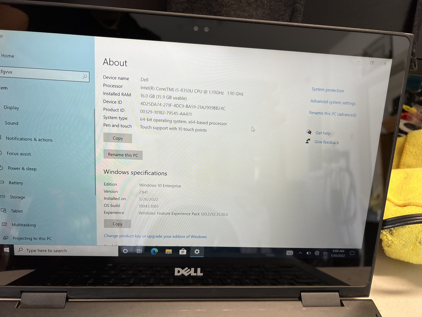 Dell Latitude 3390 2-in-1, i5-8350U, 1.70GHz, 16gb RAM, 256GB M.2, W/ Win OS