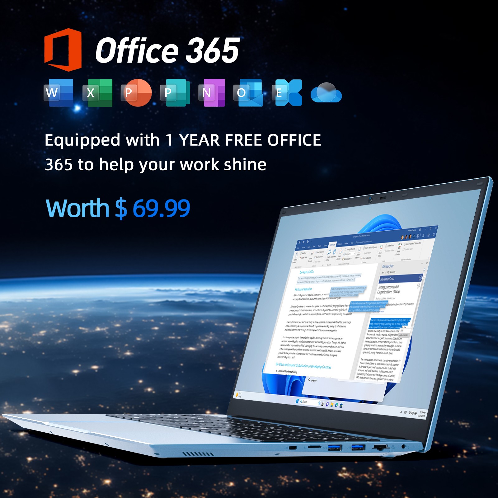 New 15.6″ IPS Laptop Intel N5100 16GB RAM 1TB SSD Win11 Pro Wi-Fi 6 Office 365