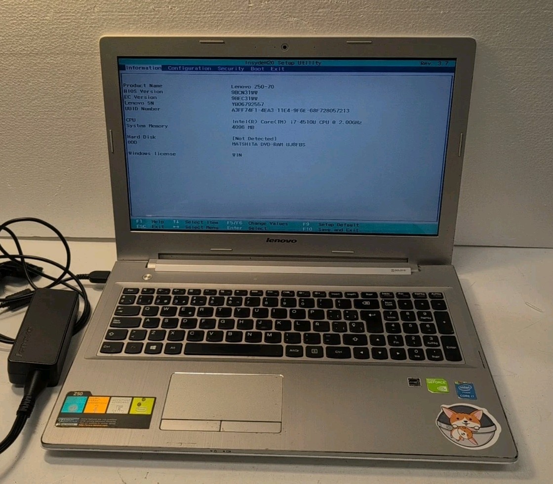 🔥 (AS IS, HINGE ISSUE) Lenovo Z50-70 15.6″ LAPTOP i7-4510U /4GB RAM/NO SSD –