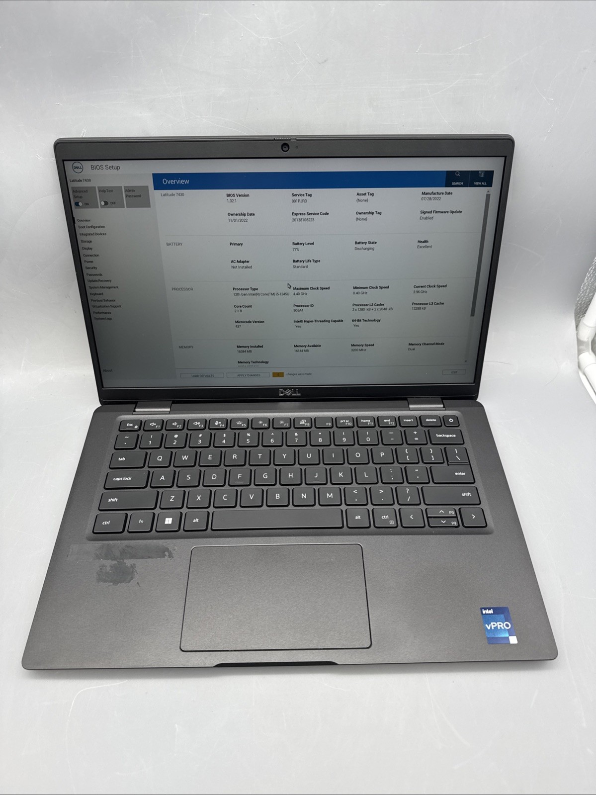 DELL LATITUDE 7430 Laptop i5-1245U 3.96 GHz 10-core 16GB RAM NO SSD/OS/AC