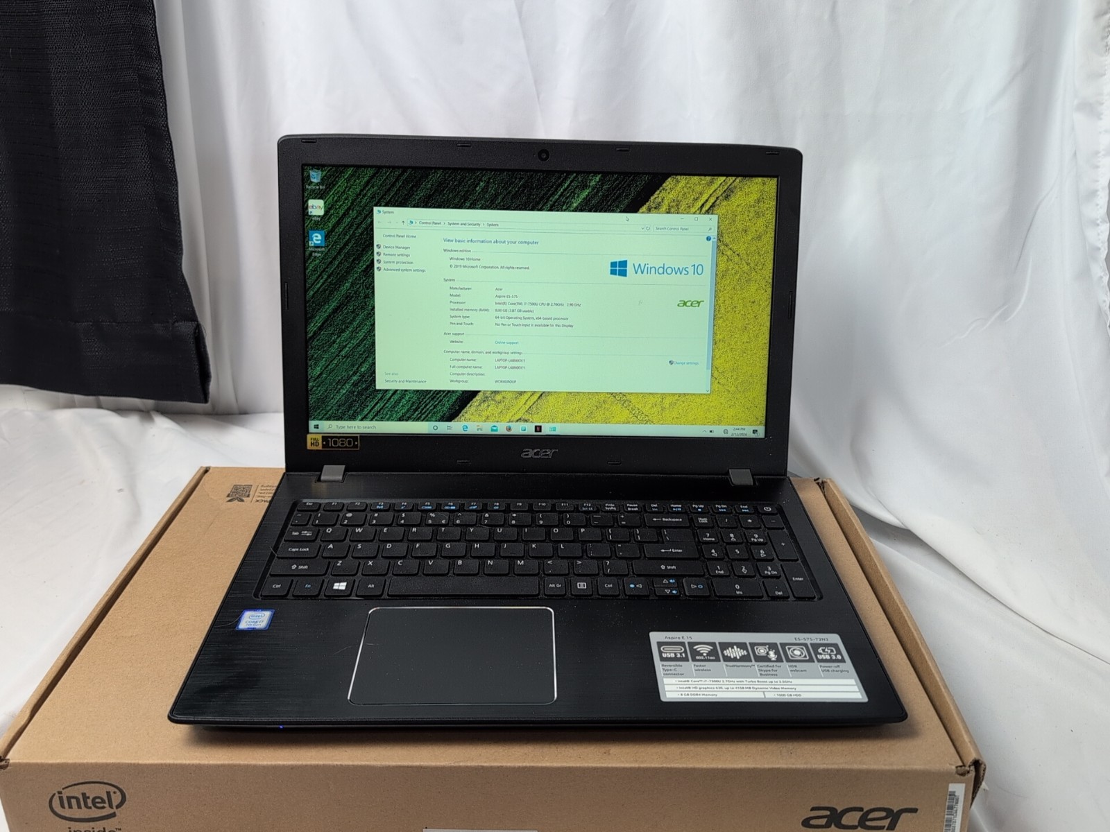 Acer Aspire E15 15.6″ Intel i7 2.7 GHz 1TB + 256GB SSD 8GB RAM Win10 A+ Clean