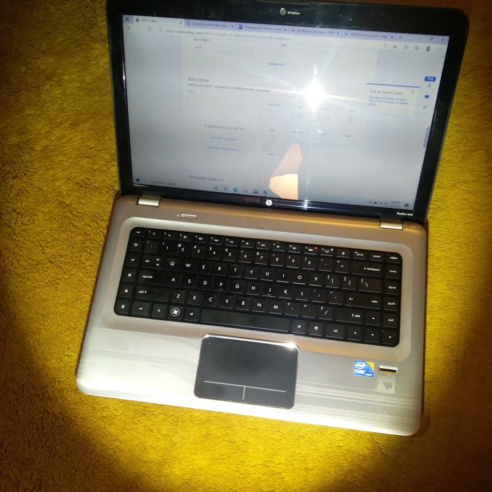 HP Pavilion dv6 Notebook WIN10 i3 Core (2core) 4GB RAM, Solid State Drive 250GB