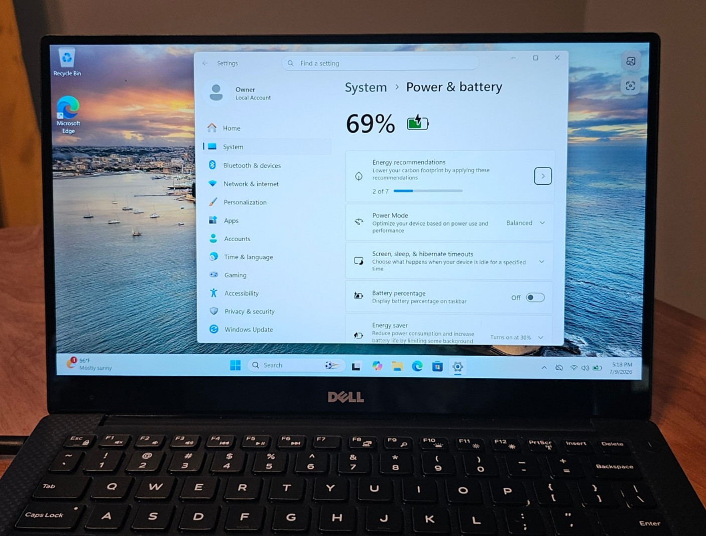 Dell XPS 13 9360 i7-8550 16GB RAM 128GB NVMe QHD+ Touchscreen Bad Battery