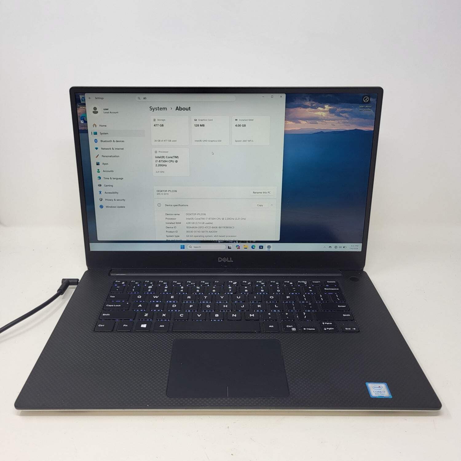 Broken Dell XPS 9570 15.6″ i7-8750H 2.2GHz 4GB RAM 512GB SSD Bad Battery